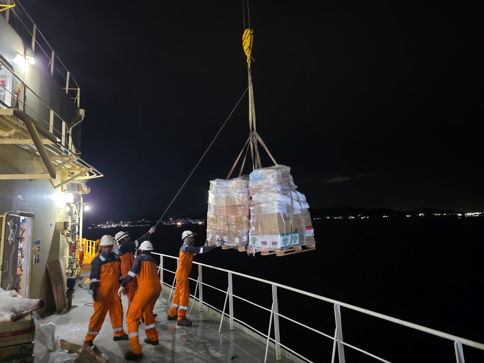 Safe pallet lifting at sea